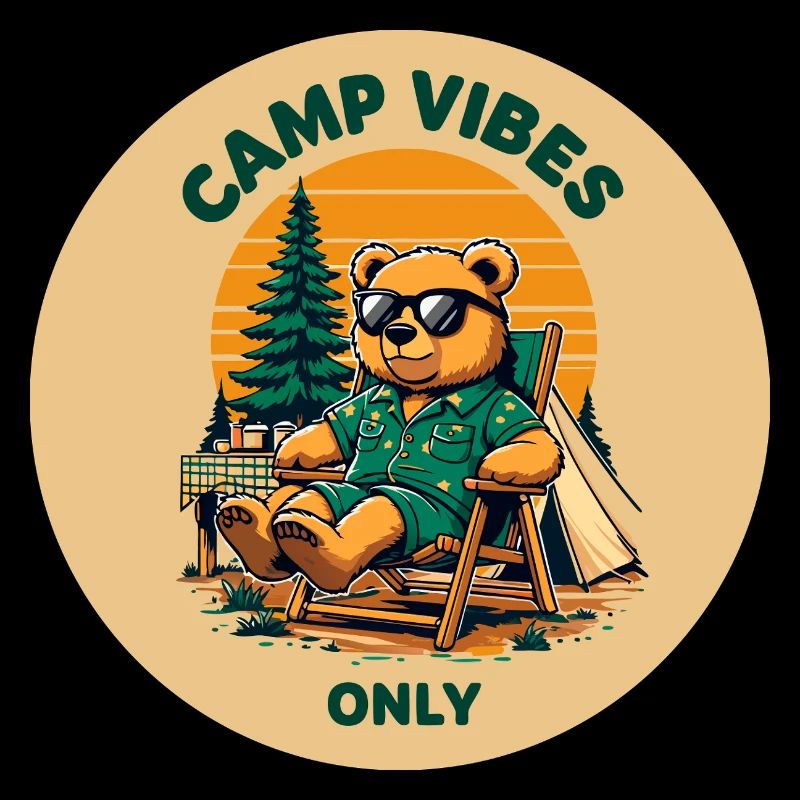 Camp Vibes Bear Camping Logo