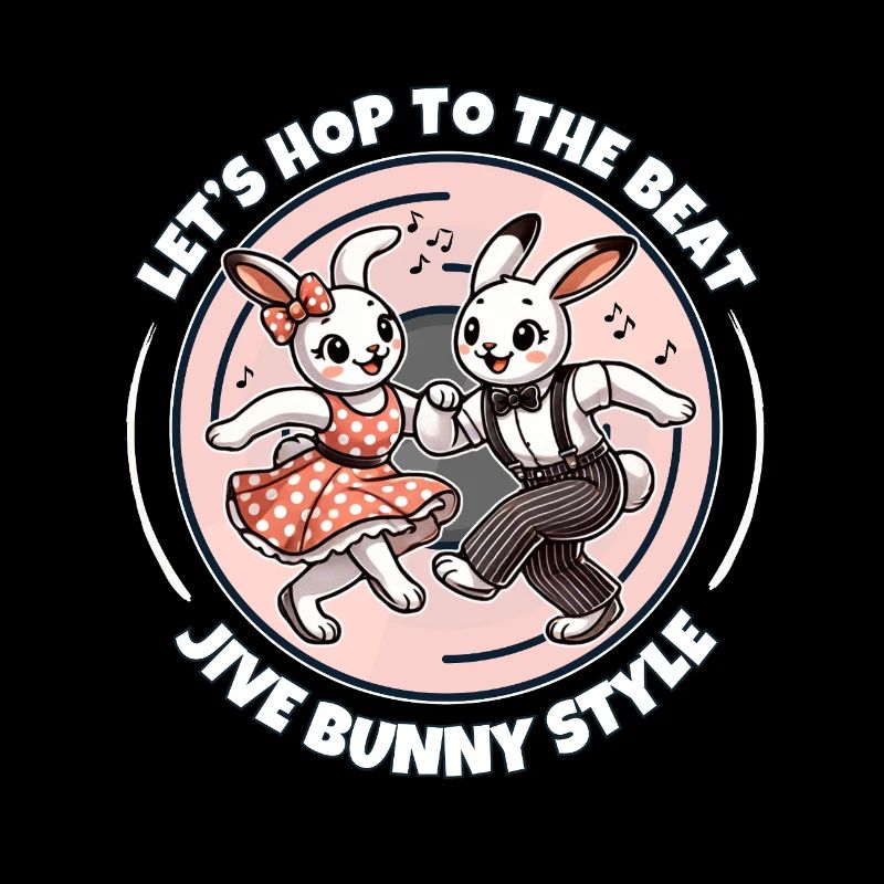 Retro Rockabilly Dancing Bunny Couple 