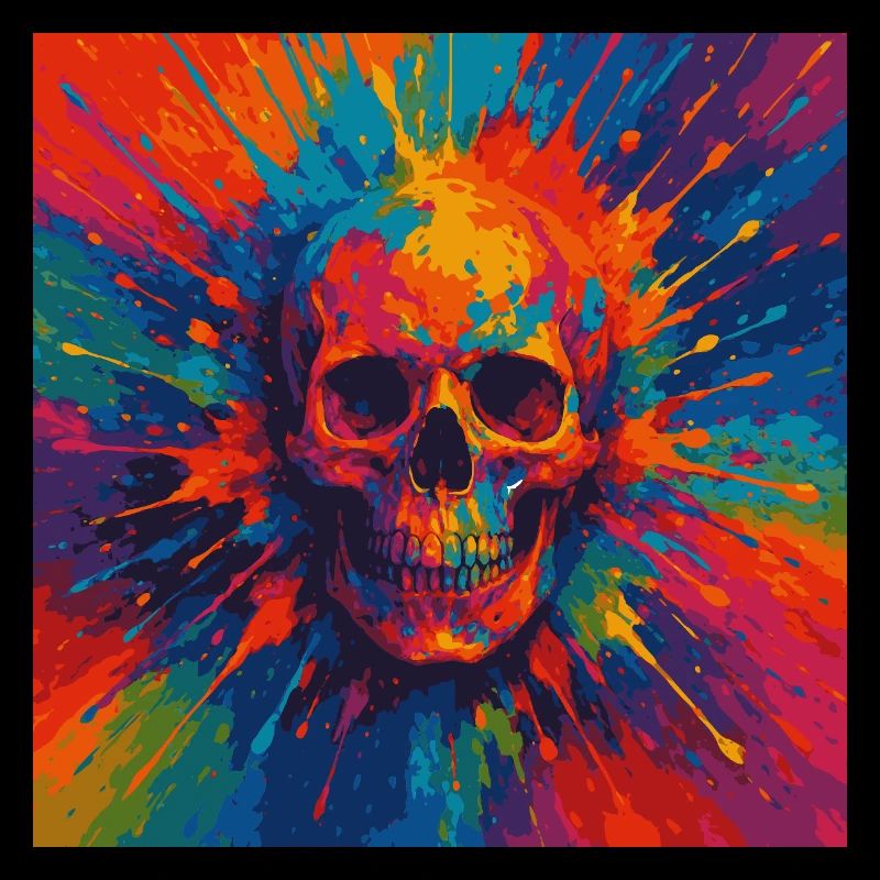 Chemise colorée crâne peinture éclaboussure