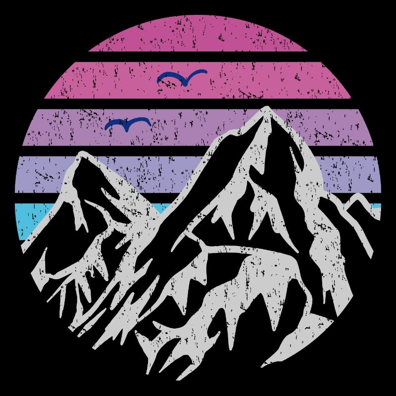 Mountains Retro Sun