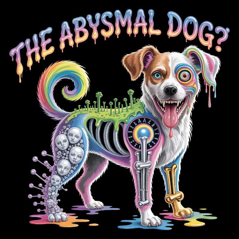 Illustration de chien abyssimal psychédélique