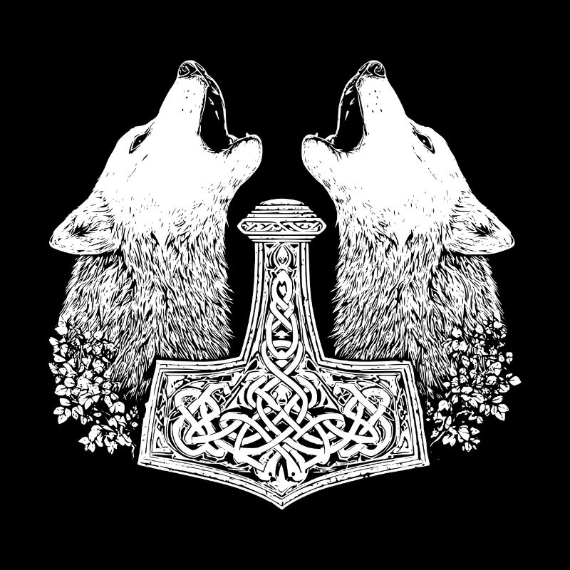Nordisch Wolf Thor Hammer Wikinger 
