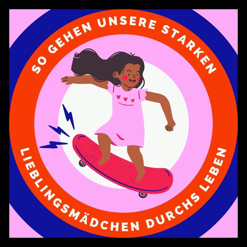 Starke Lieblingsmädchen – Bunte Skateboard-Illustr