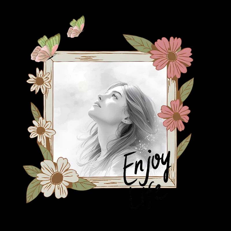 Floral Frame Portrait Enjoy Life