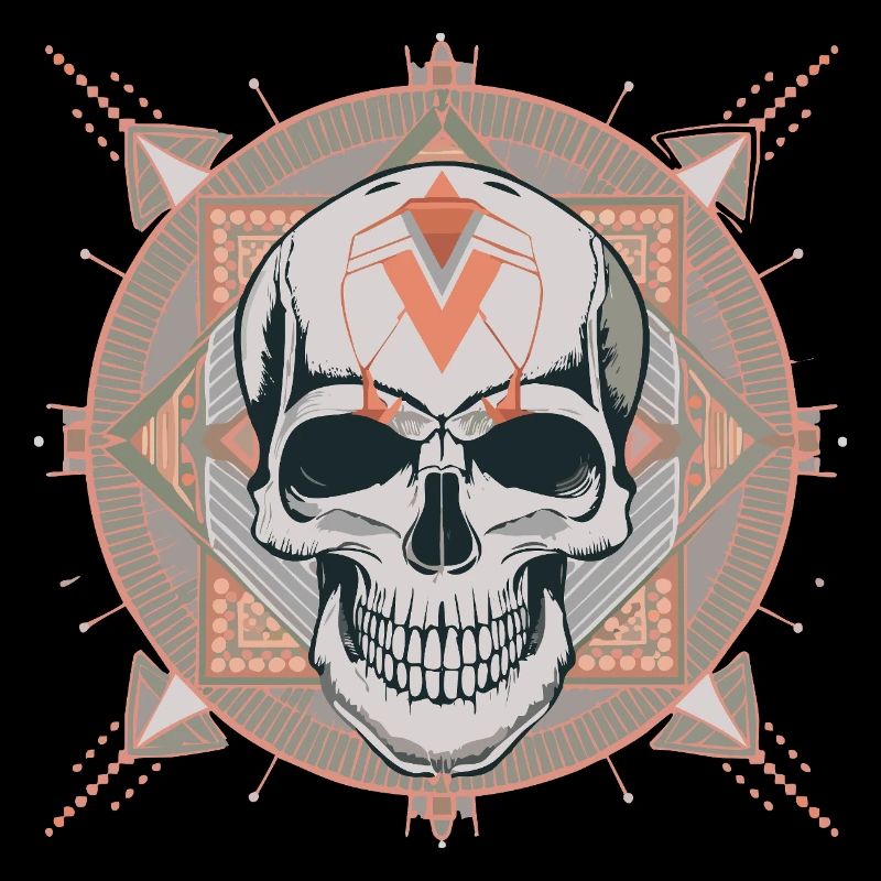Cyber Geometric Skull Mandala