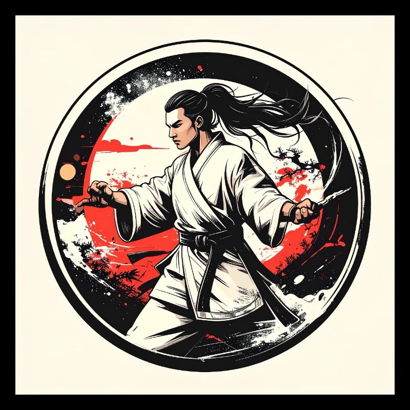 Héros des arts martiaux en kimono blanc