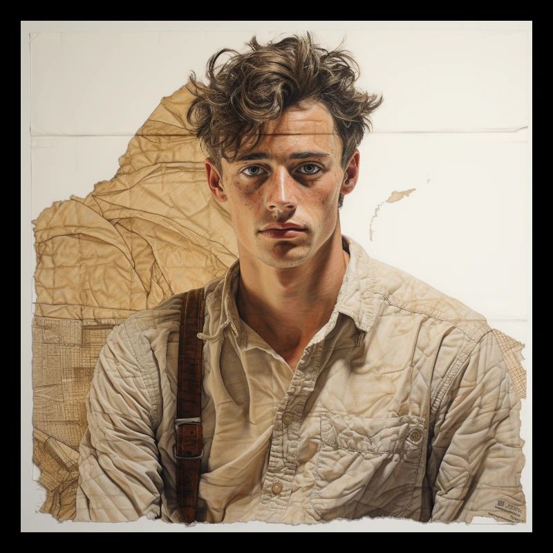 Beige portrait with leather straps