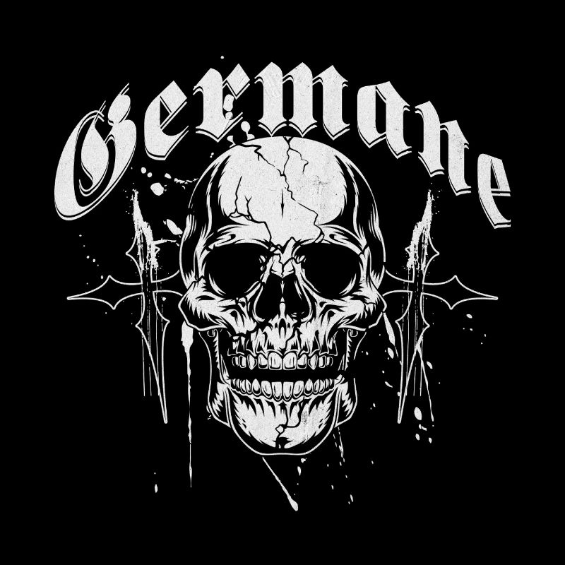 Gothic Skull Cross Print Germanic
