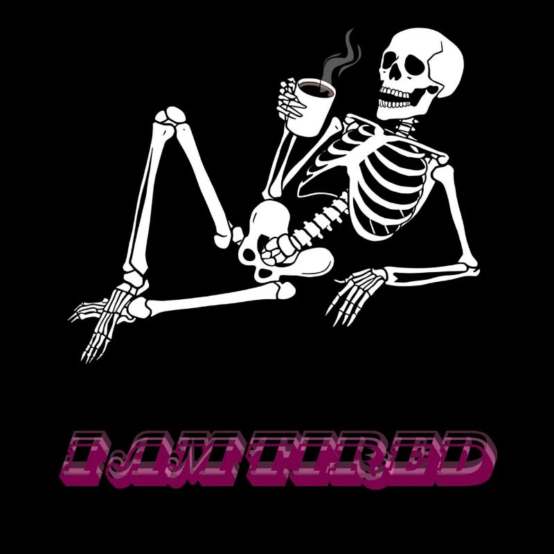 Ich bin müde - Retro Neon Kaffee Skelett