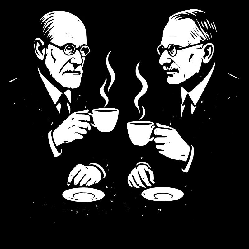 Sigmund Freud et Carl Jung buvant du café