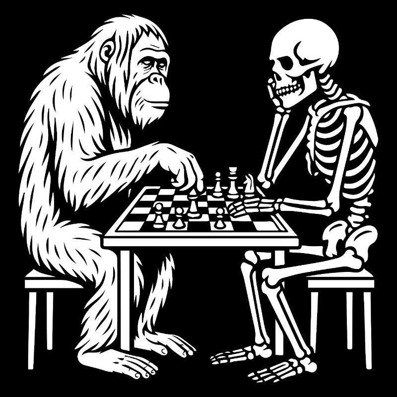 Duel d’échecs Primate contre Squelette