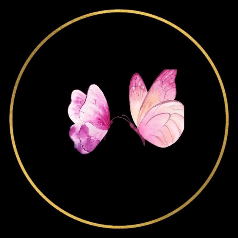Watercolor Pink Butterfly in Circle