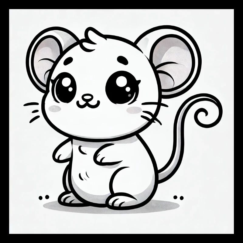 Kawaii Mouse Black White