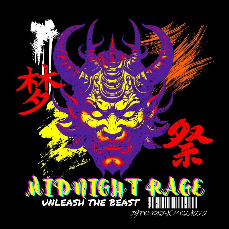 Midnight Rage Glitch Oni Face Style Urbain