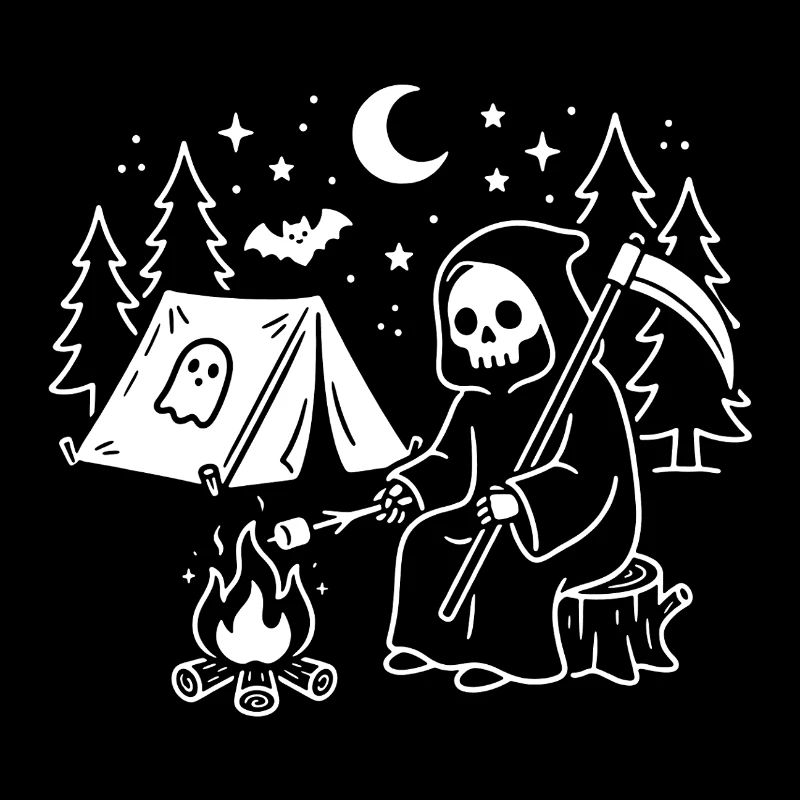 Nächtlicher Grim-Reaper am Lagerfeuer