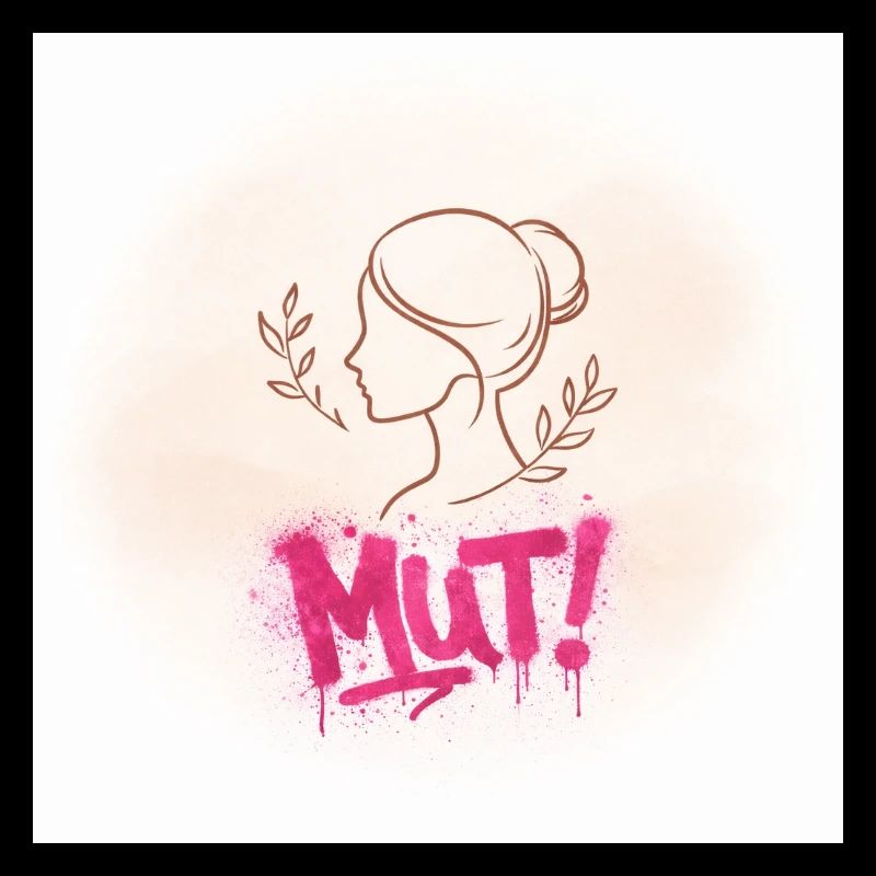 Courage! Graffiti Woman Silhouette