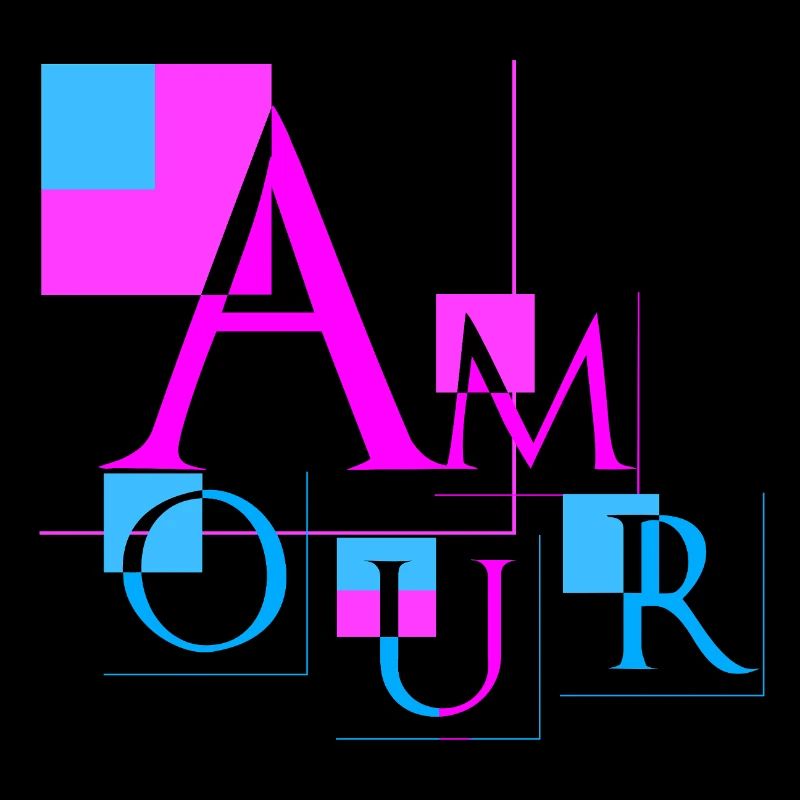 Amour Géométrique | Design Rose & Bleu Moderne