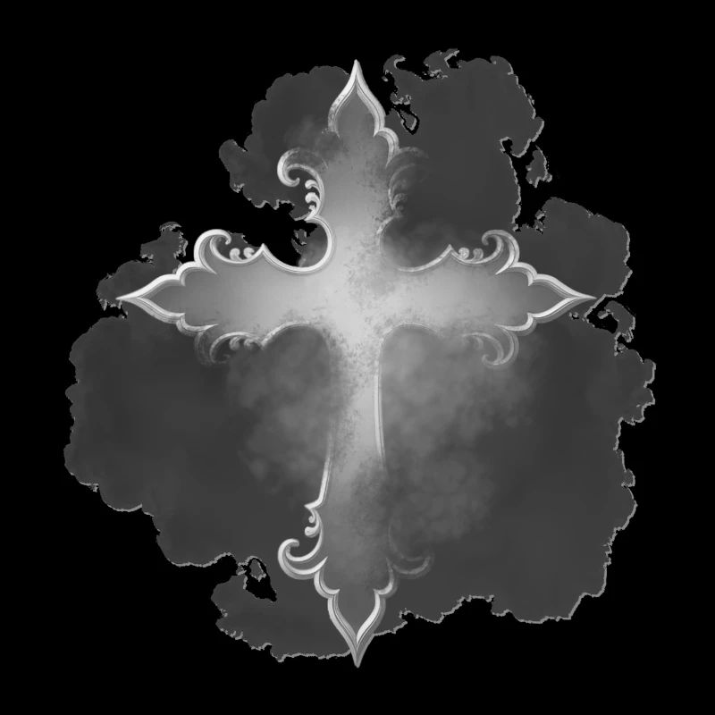 Croix gothique, brumeuse