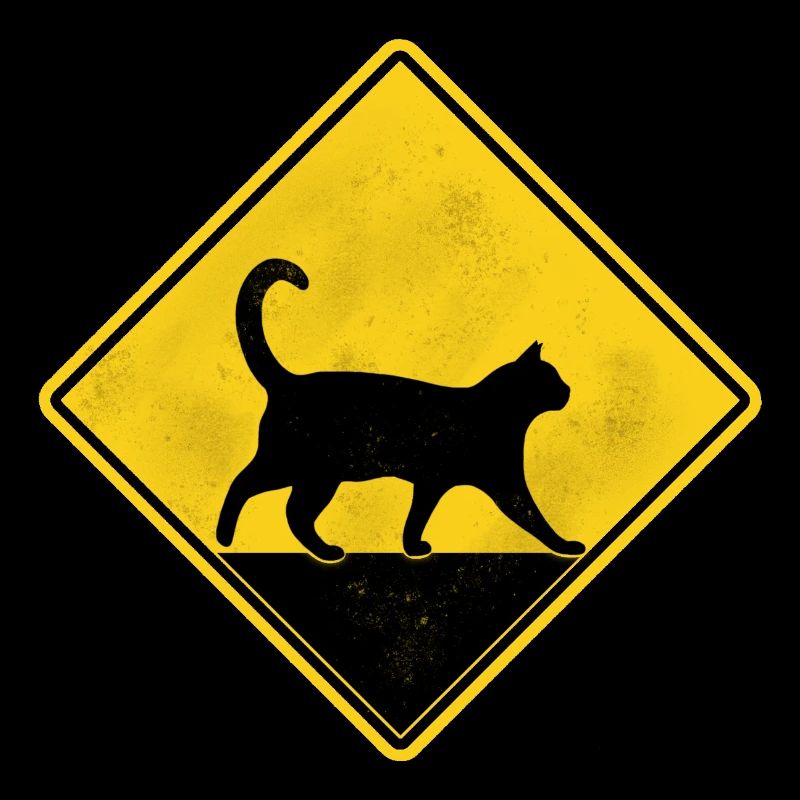 Chat panneau de signalisation jaune