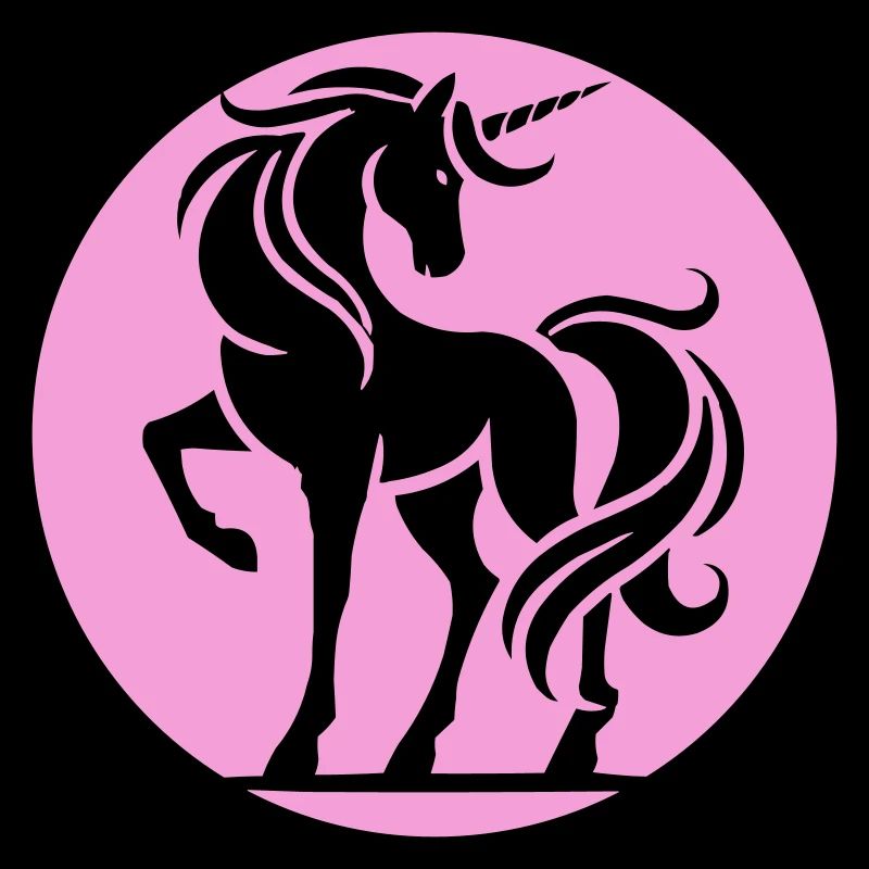 Cercle de la silhouette de la licorne rose