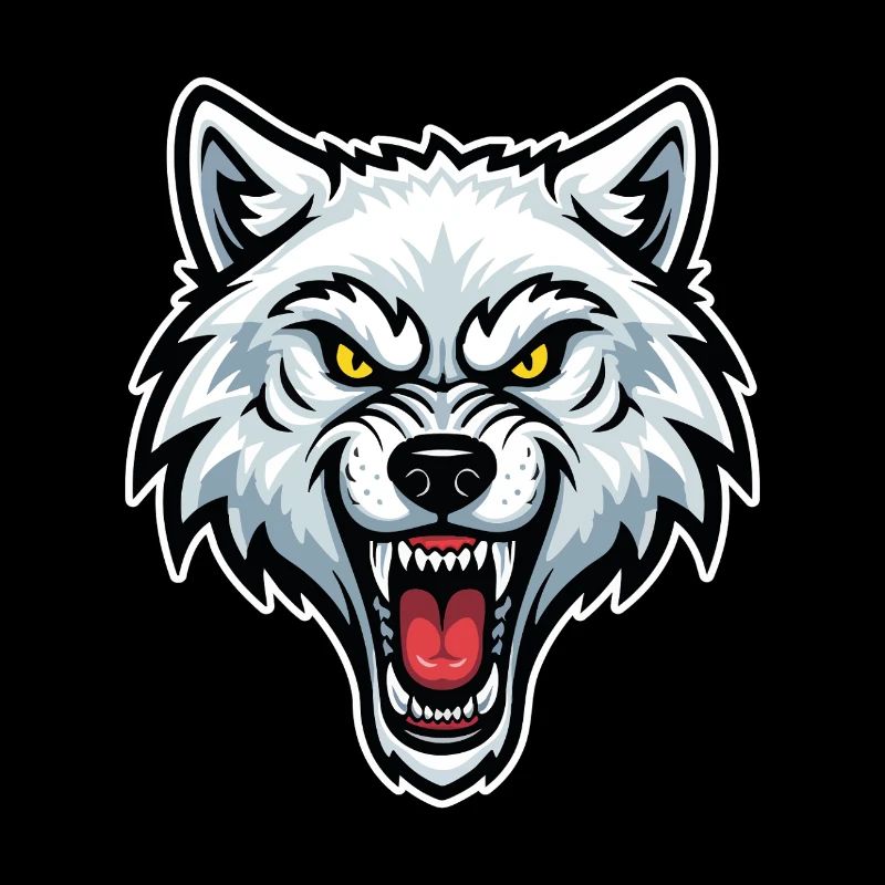 Arctic White Wolf Yellow Eyes Wolf Logo