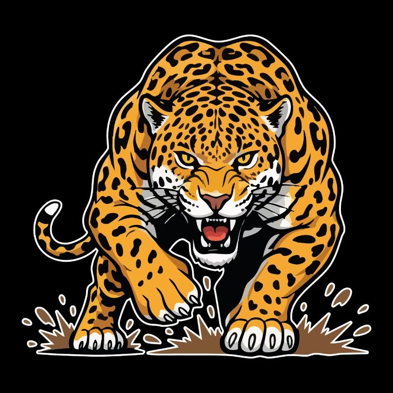 Jaguar Léopard Course Sauvage Mascotte Prédateur