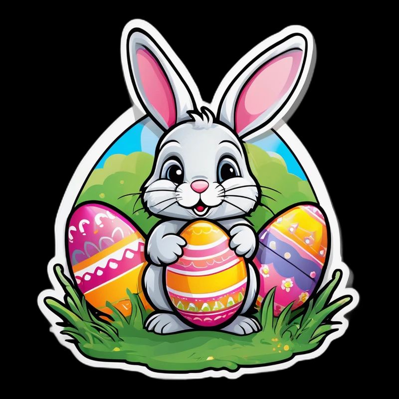 Easter hare and colorful eggs