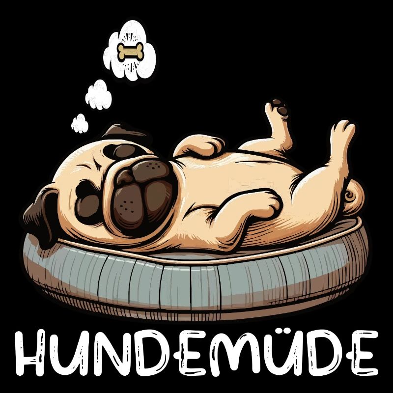 Hundemüde Mops Möpse Mopsbesitzer Mopsliebhaber 