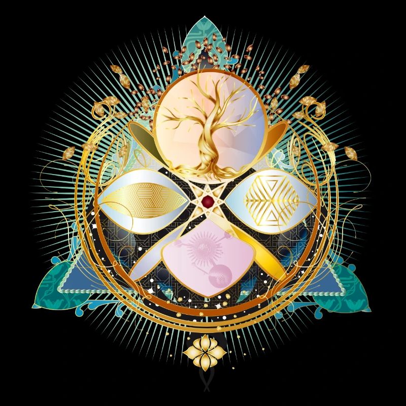 Amulet with golden tree and nature elements