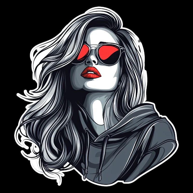 Fille à capuche grise glamure