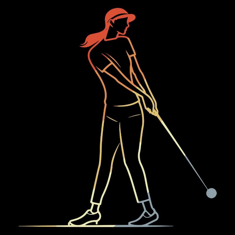 Female Golfer Line Art