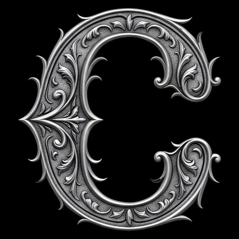 der Buchstabe C Silber Metallic Ornament