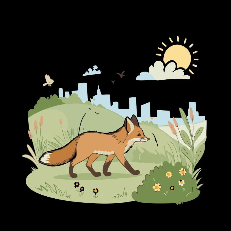 Fuchs auf der Wiese in der Sonne