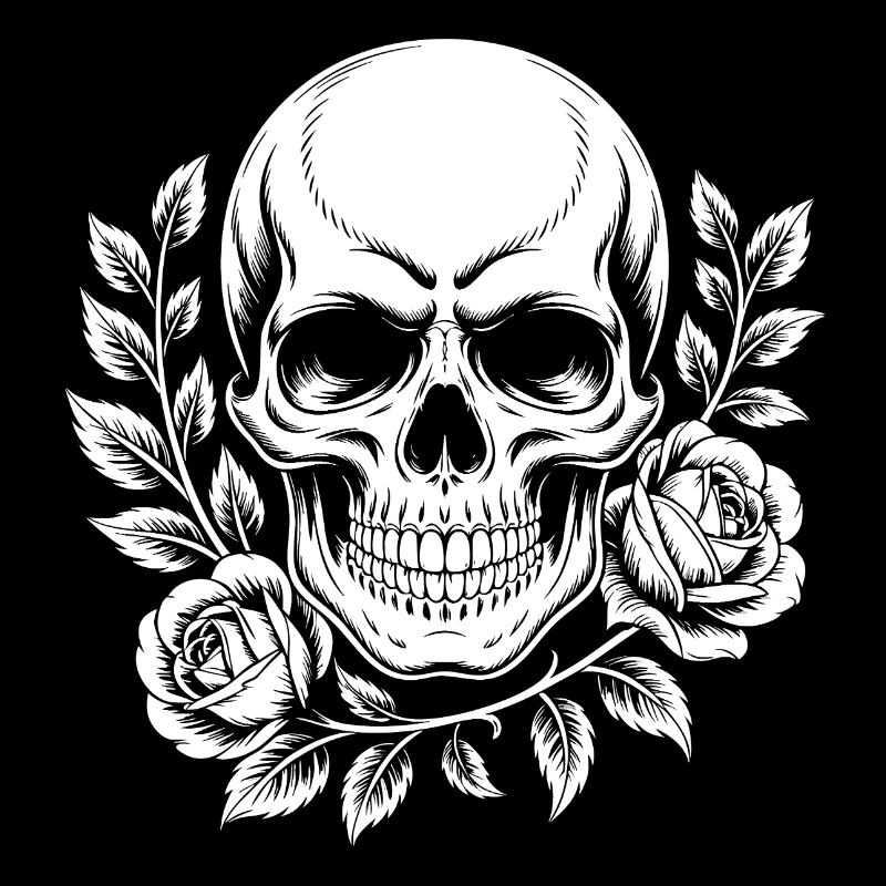 Crâne avec couronne de fleurs
