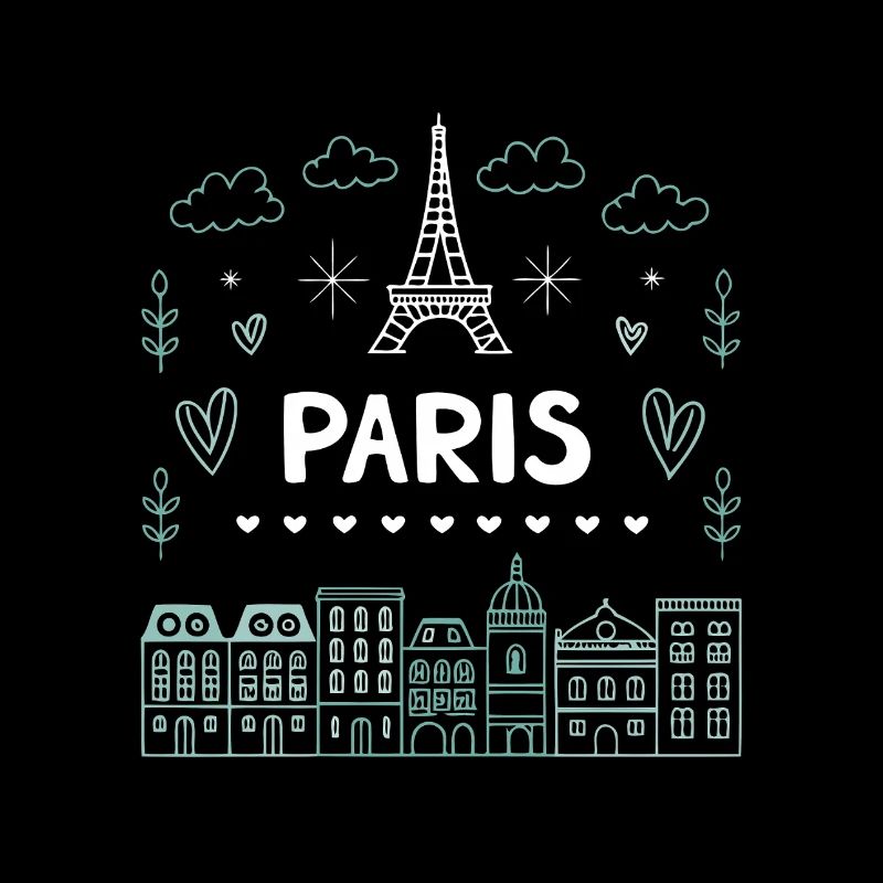 Pariser Eiffelturm-Herzen-Doodle