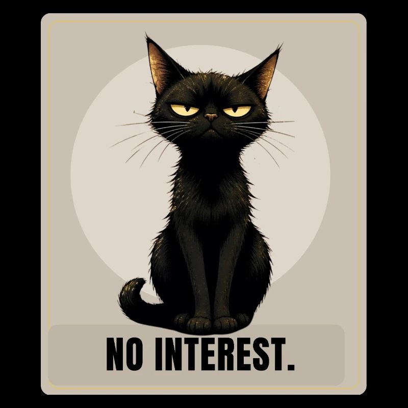 Aucun intérêt. – Dessin sarcastique du chat noir