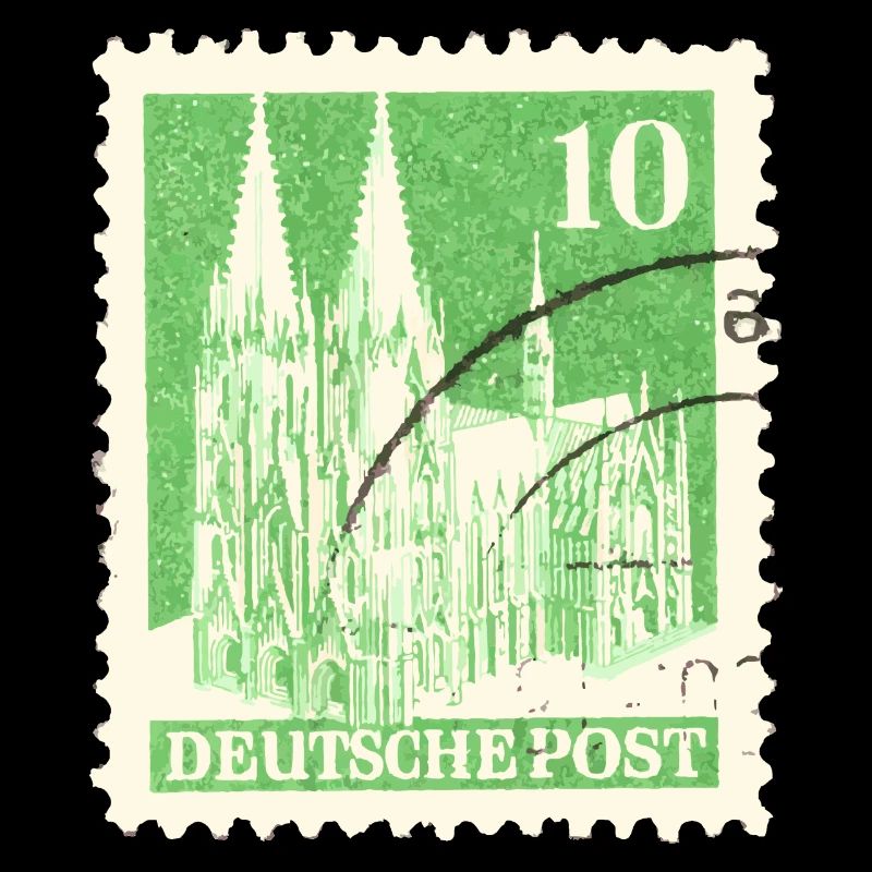 Kölner Dom Briefmarke 10er Grün 1948