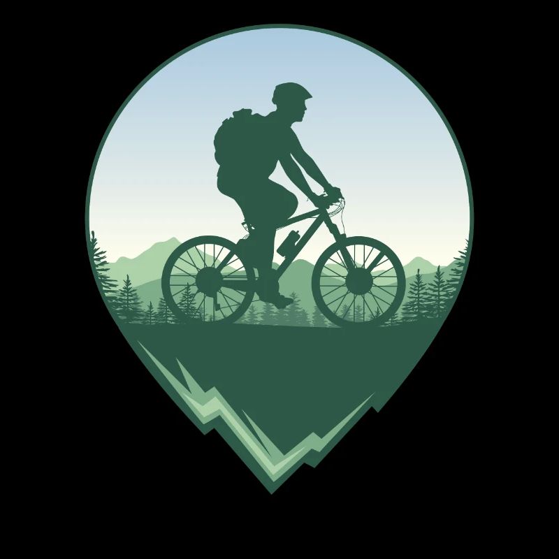 Mountainbiker vor Wald und Bergen