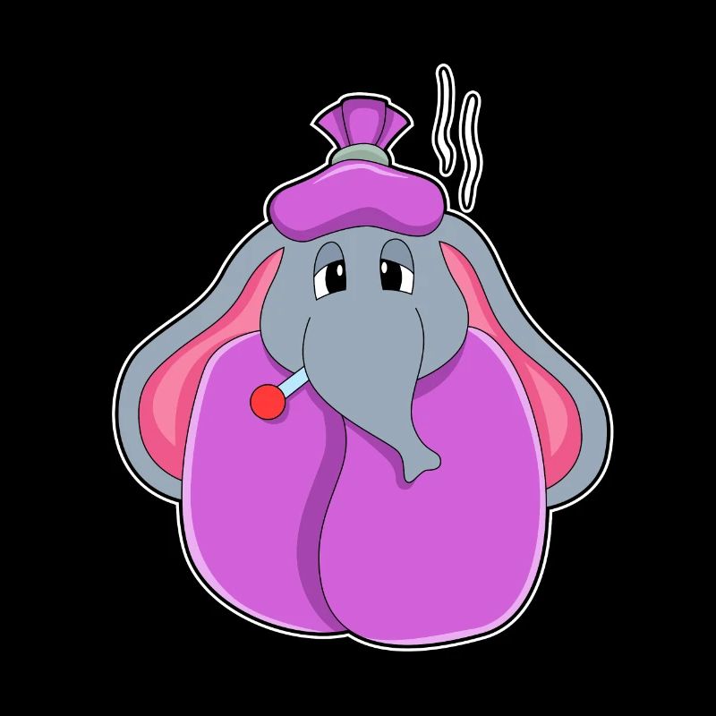 Elephant with fever thermometer