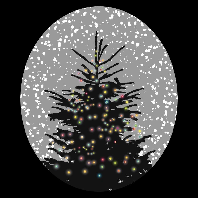 illuminated Christmas tree in the snow