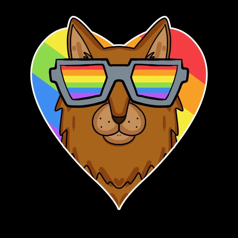 Gay Regenbogen - Katze mit Brille - Somali