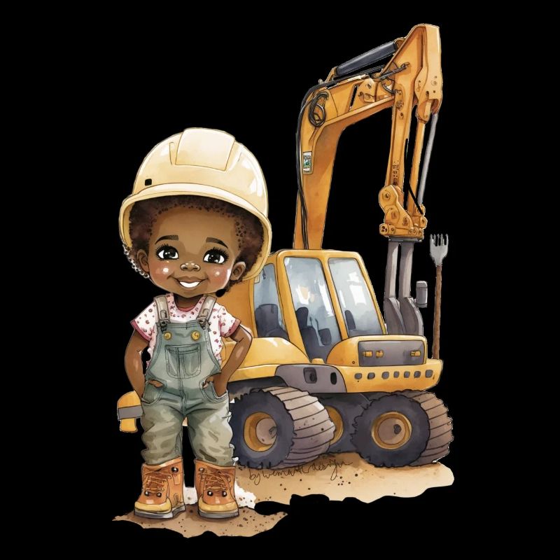 Construction worker child with excavator