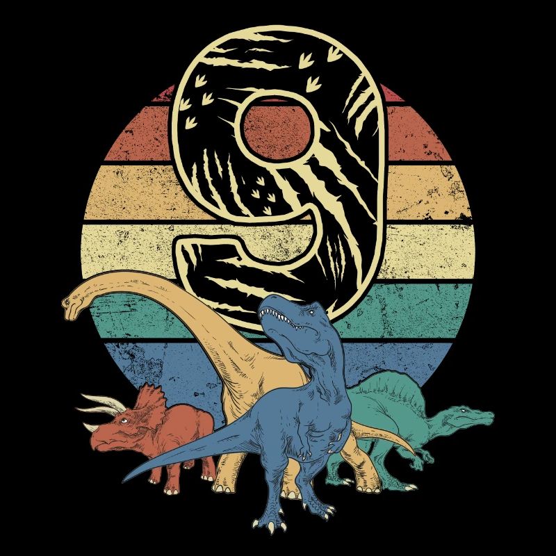 Dinosaurier 9 Jahre Geschenk 9. Geburtstag Retro