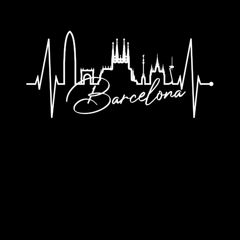 Barcelone Skyline Espagne Heartbeat Fan Barcelone