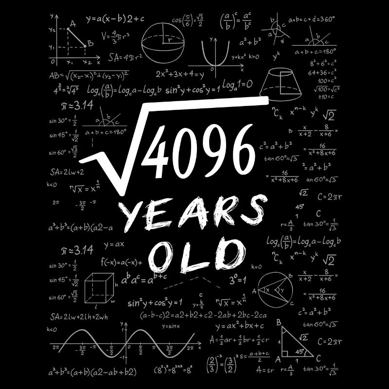 64e Anniversaire 64 ans Racine carrée de 4096 math