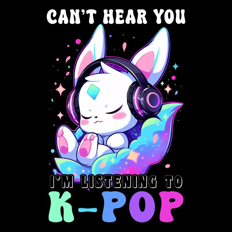 Lapin Avec Casque Chibi Kawaii K-Pop Lapin