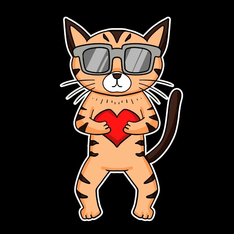 Katze mit Herz und Brille - Maine-Coon-Katze