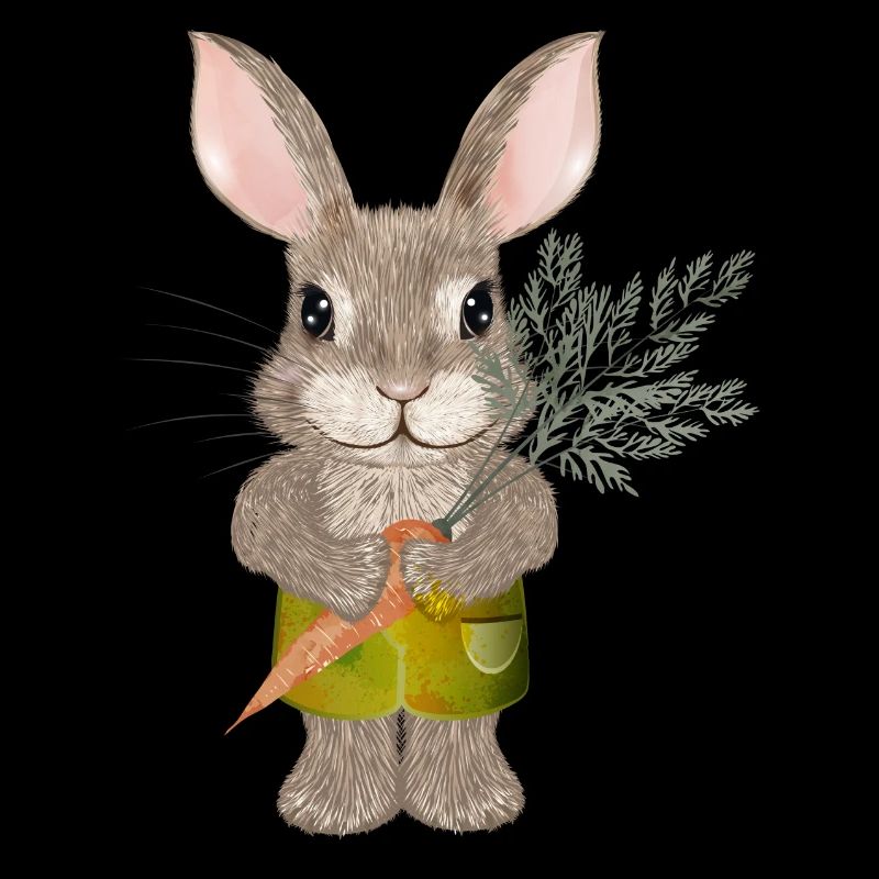 cute rabbit with carrot and shorts