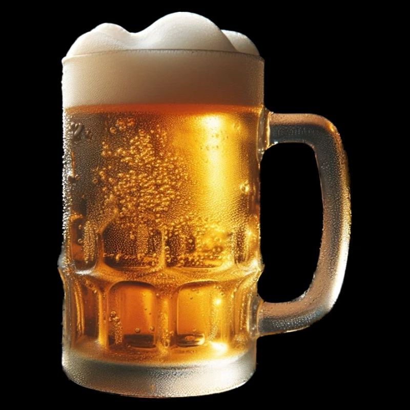 A cold beer in a beer mug