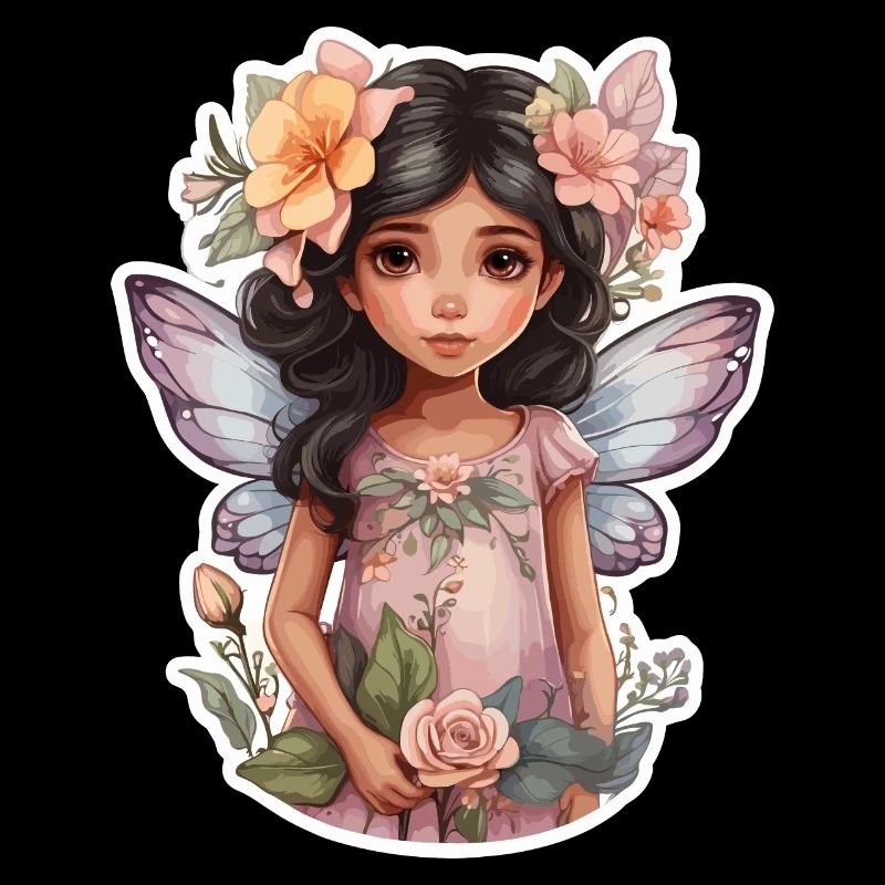 Kleine Fee mit Blumen